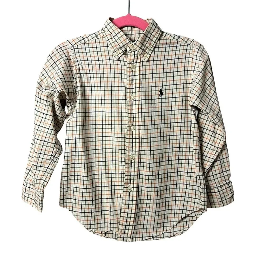 Ralph Lauren Kids Boys Oxford Plaid Button Down Shirt Size 4T Preppy Old Money